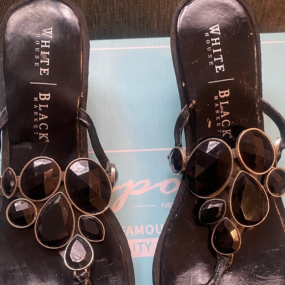 White House Black Market Black Gem Sandals - Picture 2 of 7